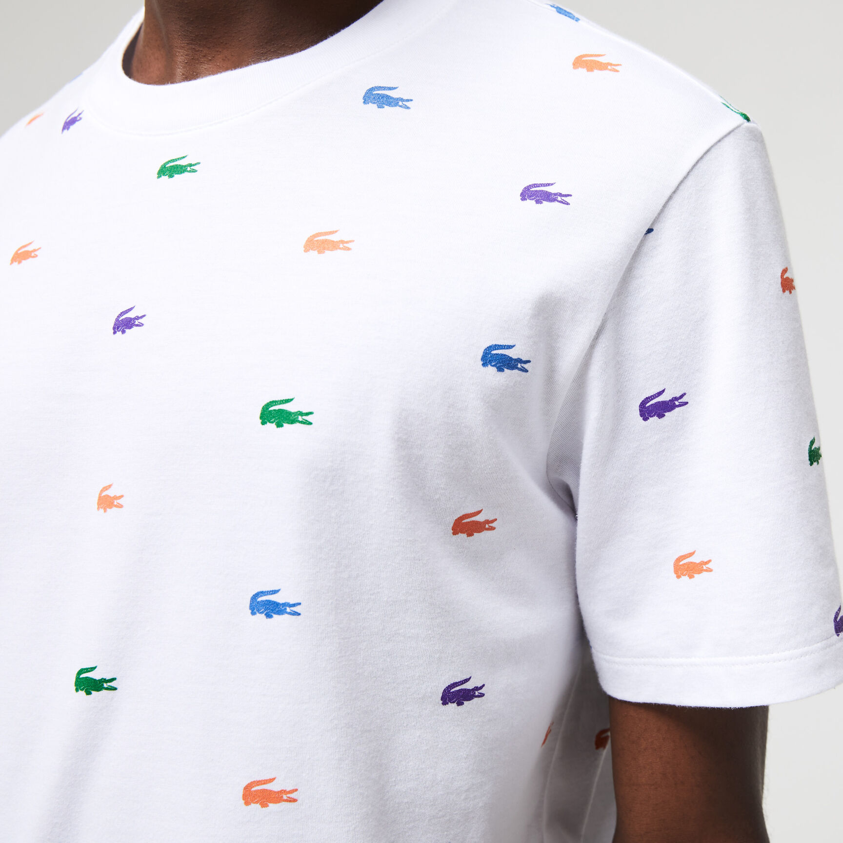 Men's Crocodile Print Crew Neck Cotton Indoor T-Shirt