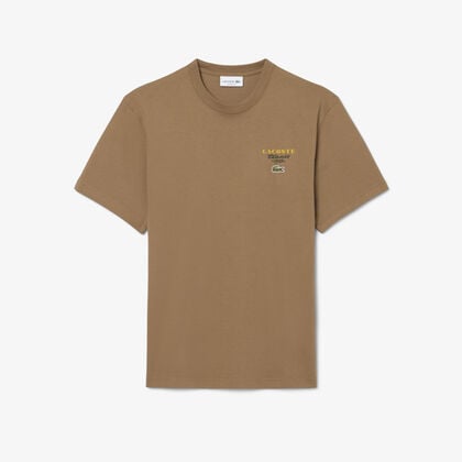 lacoste embroidered accent tennis print jersey t shirt