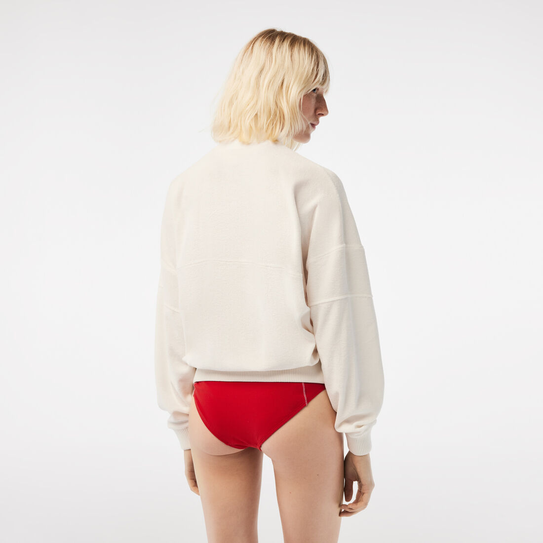 سويت شيرت صوف بقصة فضفاضة وياقة عالية وسحّاب للنساء سويت شيرت صوف بقصة فضفاضة وياقة عالية وسحّاب للنساء