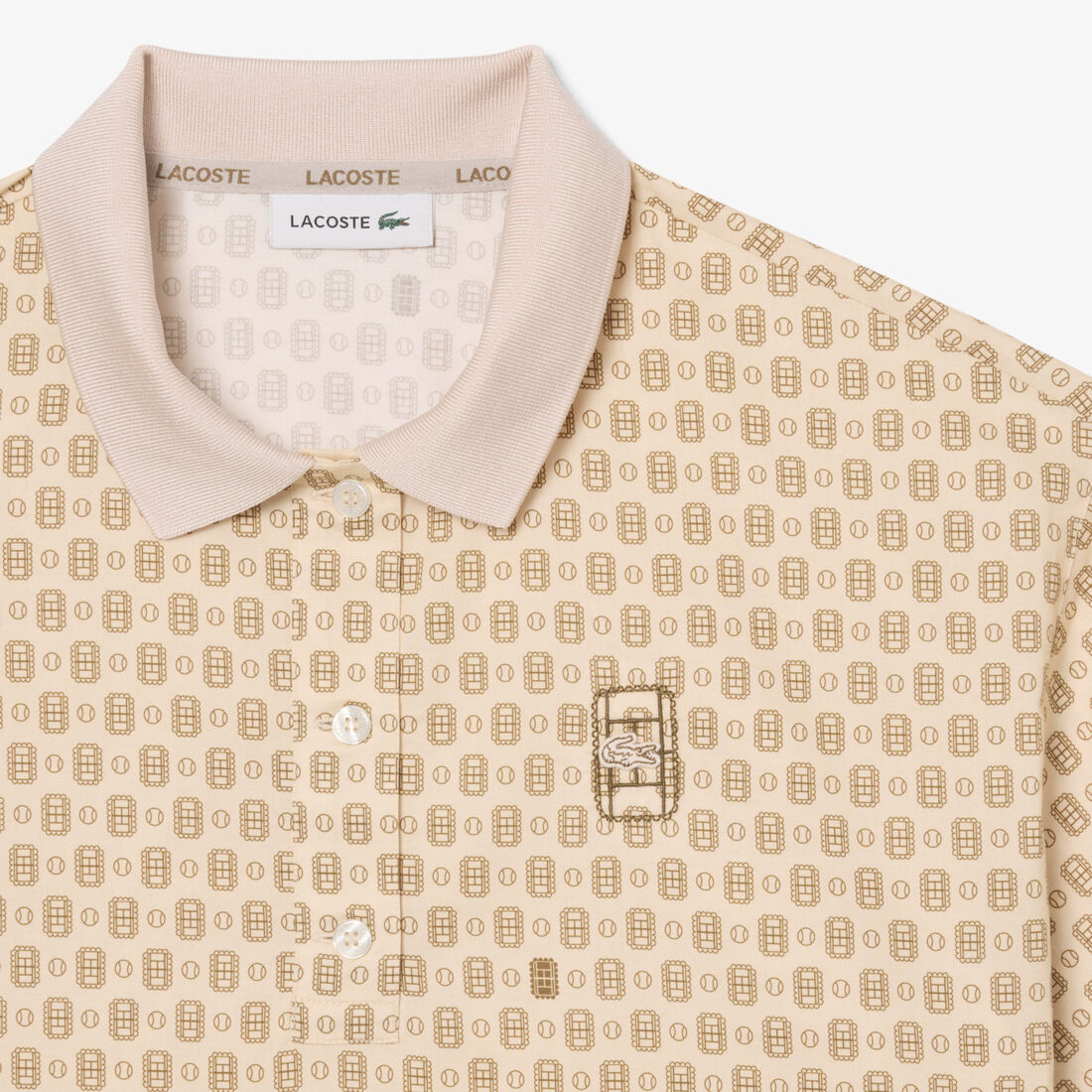 lacoste oversized tennis print polo