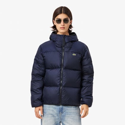 Short Water-repellent Hooded Puffed Jacket