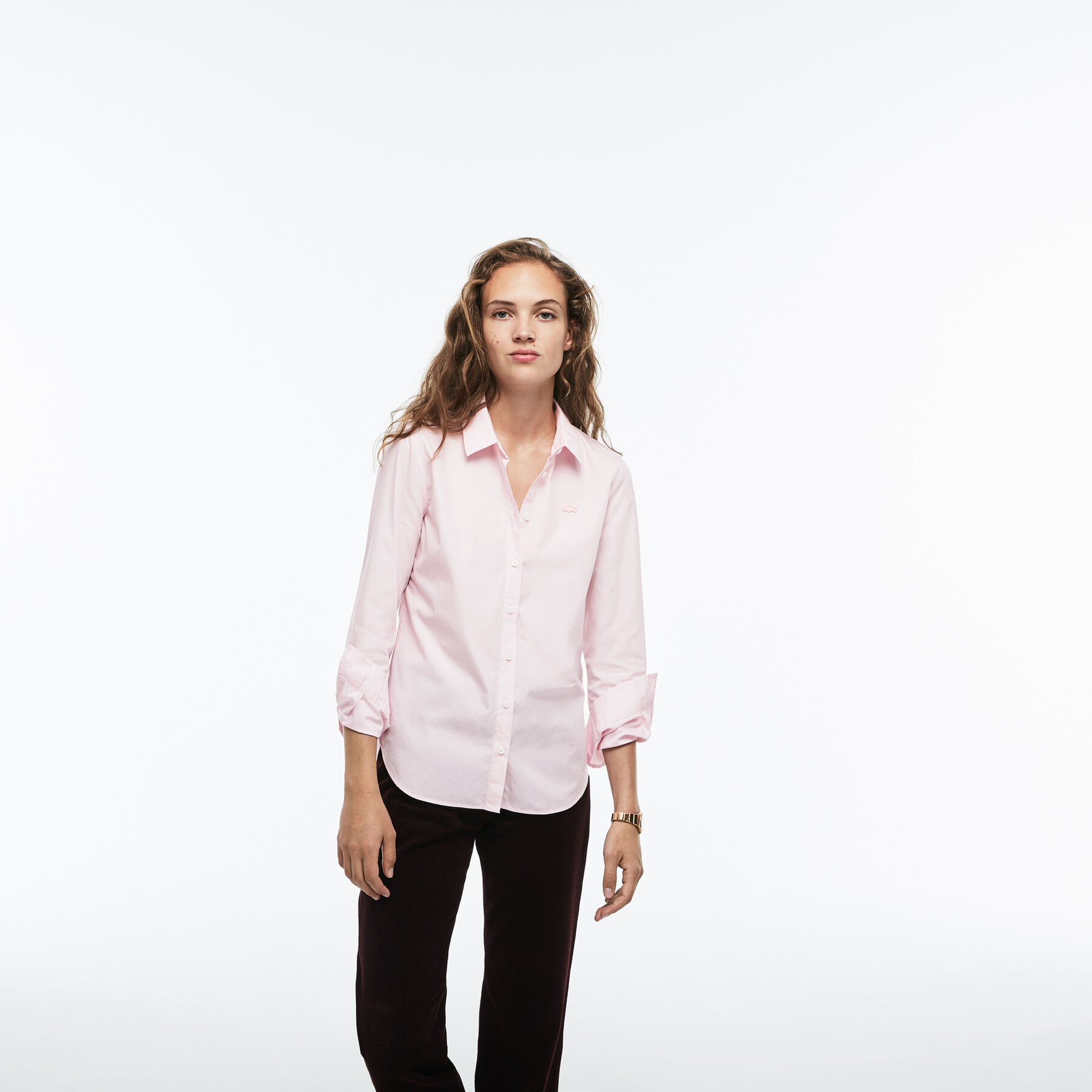 lacoste women s regular fit cotton poplin shirt