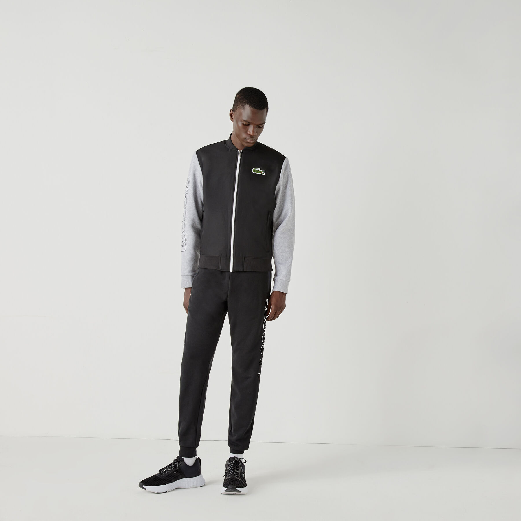 men s lacoste sport two tone print fleece zip teddy jacket
