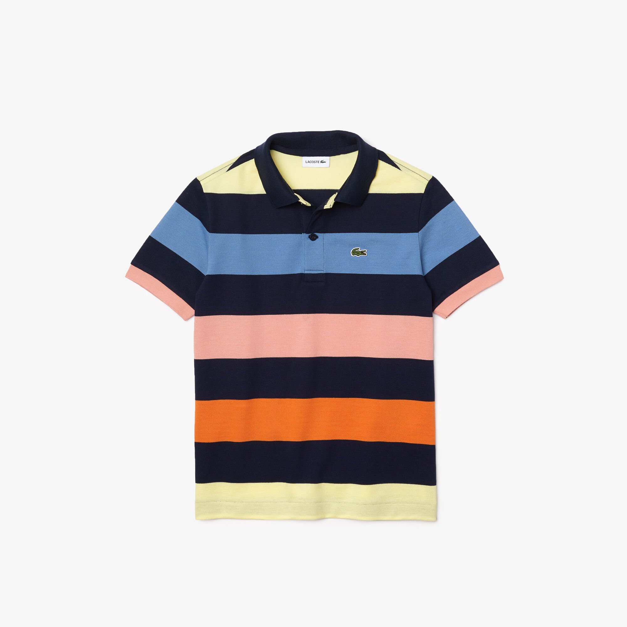 Buy Boys Lacoste Striped Cotton Pique Regular Fit Polo Lacoste QA