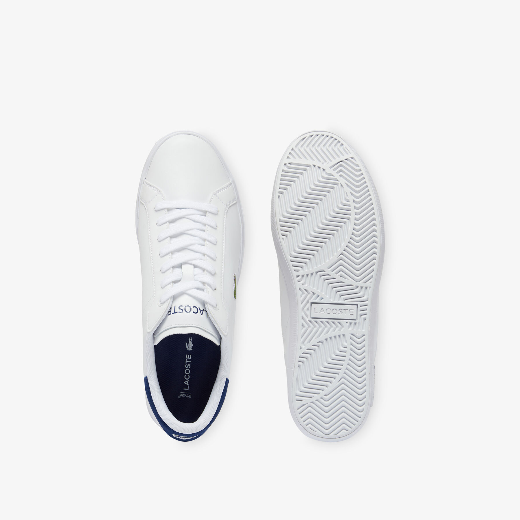 lacoste men s powercourt logo tongue leather trainers
