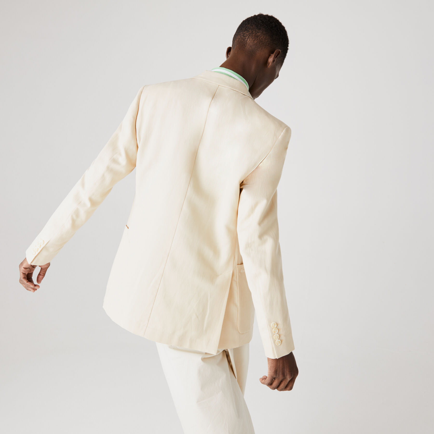 lacoste men s straight fit cotton and linen blend blazer