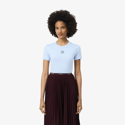 lacoste embroidery accent jersey t shirt