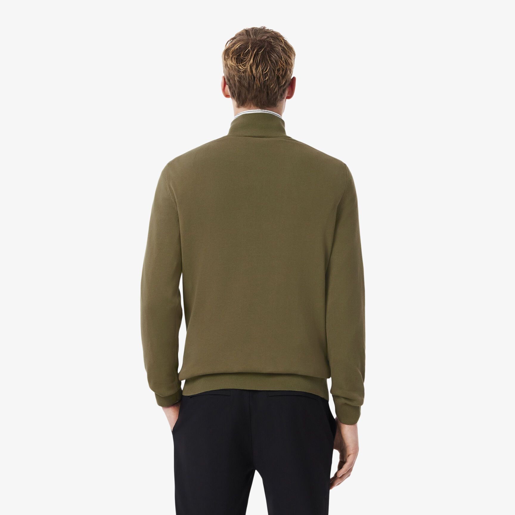 Zipped High Neck Cotton Sweater