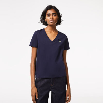Women's V-neck Loose Fit Cotton T-shirt