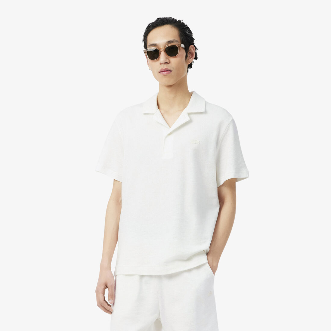 lacoste classic fit textured polo shirt