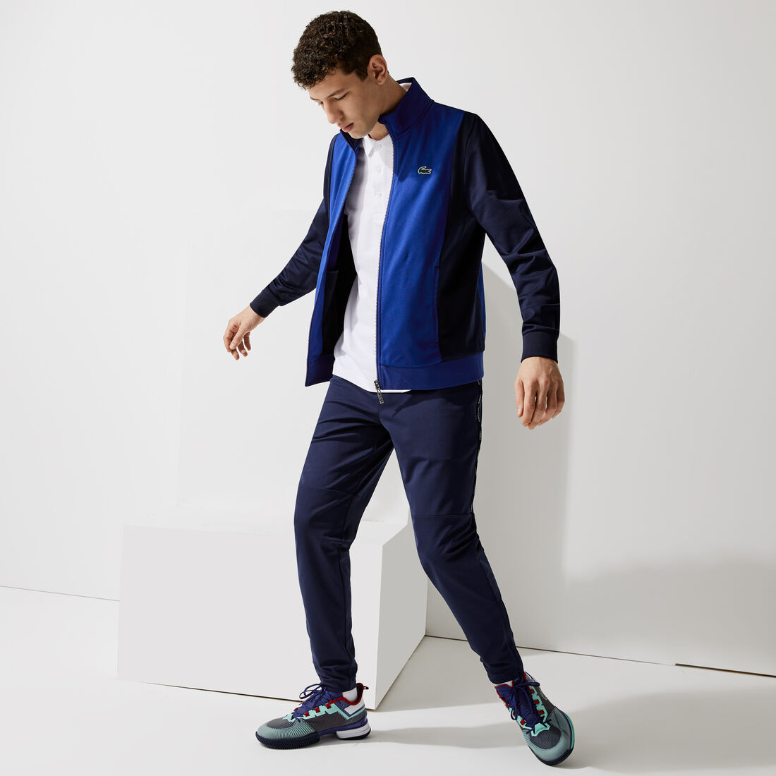Men’s Lacoste SPORT Resistant Bicolor Piqué Zip Sweatshirt