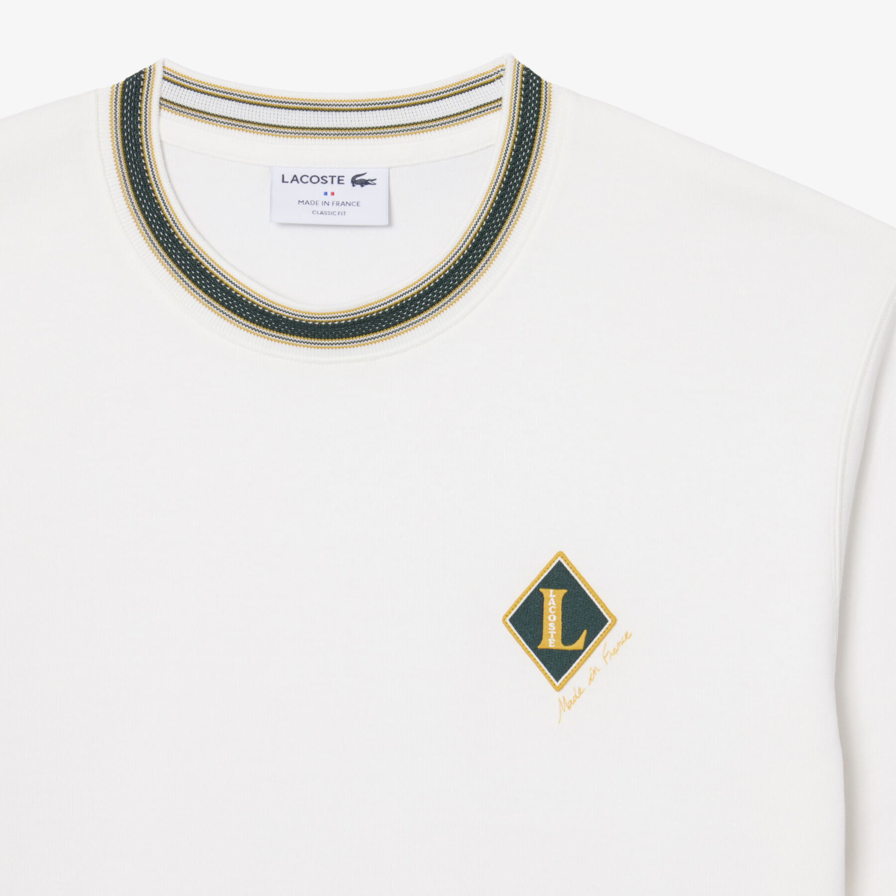 French Made Badge Accent Striped T-shirt lacoste french made badge accent striped t shirt