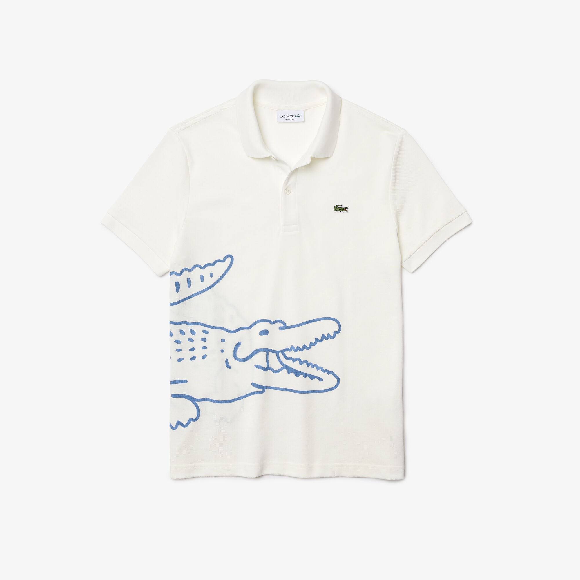 قميص بولو من بيكيه القطن للرجال قصة عادية وطباعة التمساح