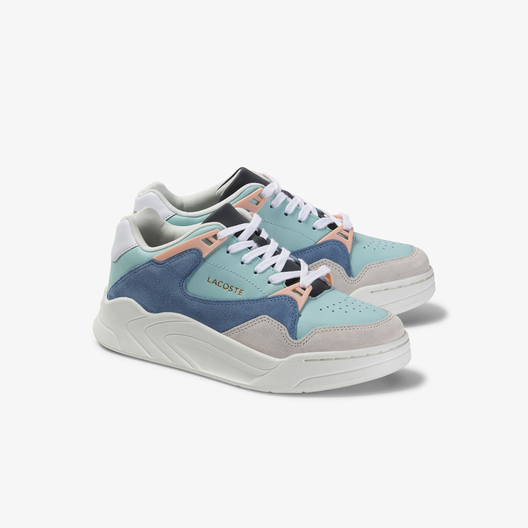 lacoste women s court slam leather and suede sneakers