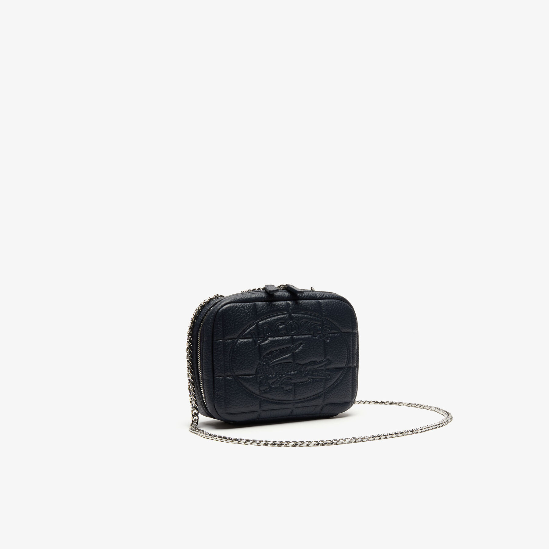 Women's Croco Crew Quilted Leather Zippered Shoulder Bag lacoste women s croco crew quilted leather zippered shoulder bag