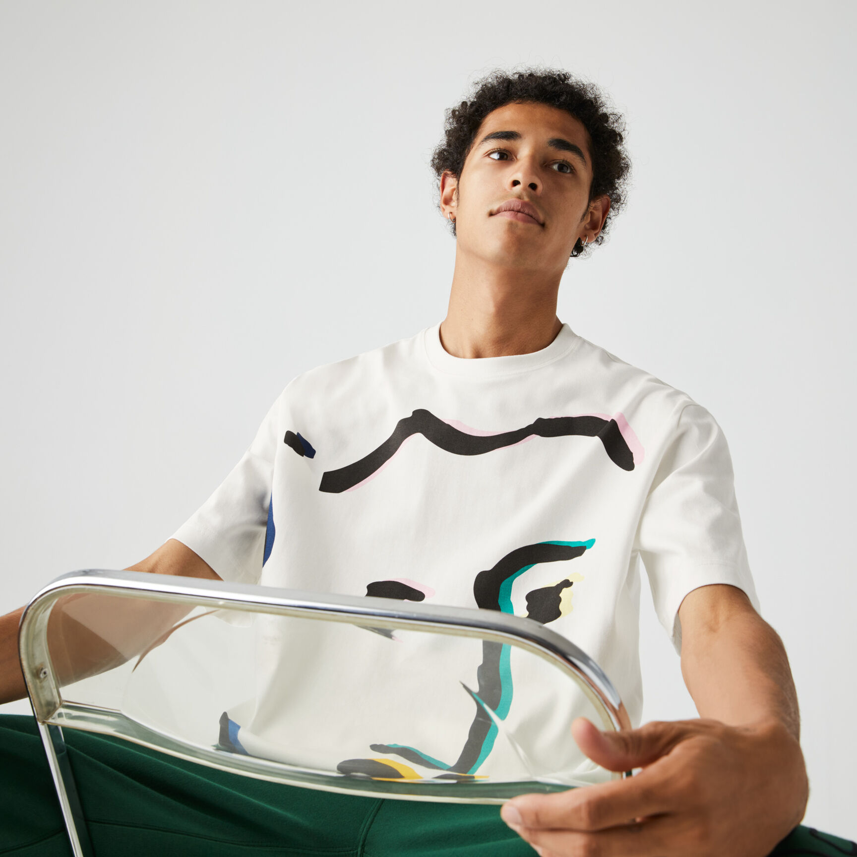 Unisex Lacoste LIVE Face Print Cotton T-shirt
