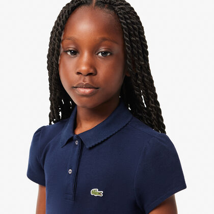 Scalloped Collar Mini Pique Polo Shirt