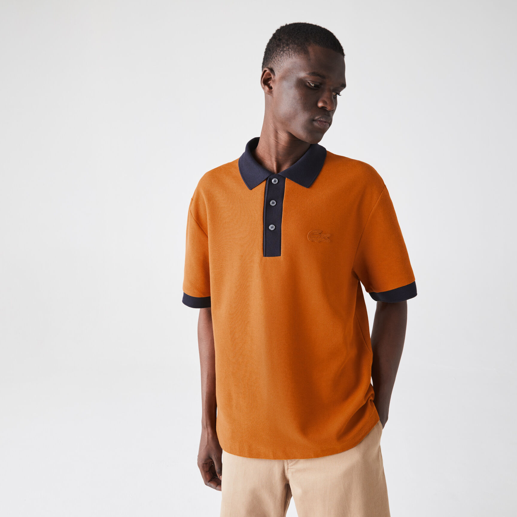 Men&rsquo;s Lacoste Loose Fit Textured Cotton Piqu&eacute; Polo
