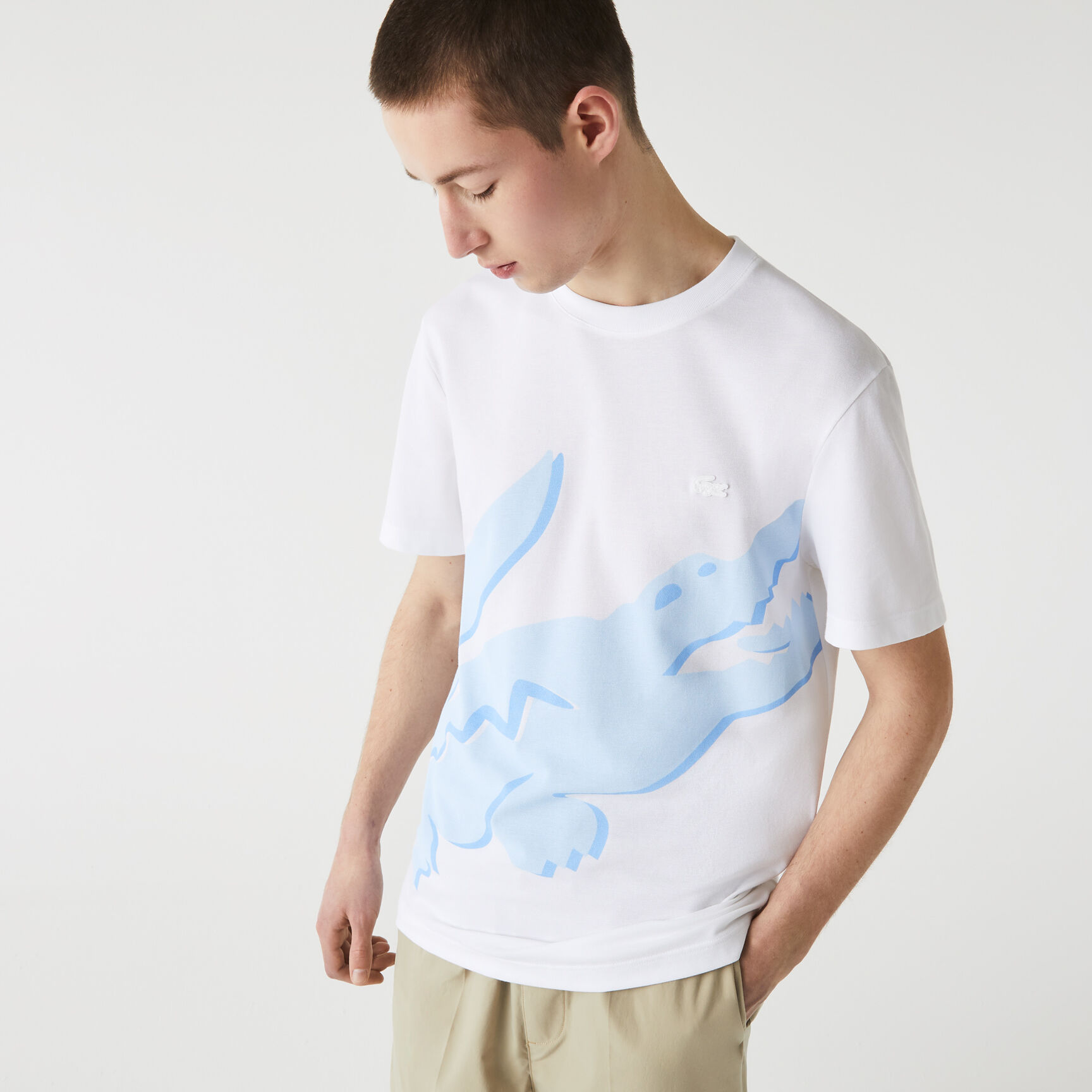 Men's Crocodile Print Crew Neck Stretch Organic Cotton T-Shirt Men's Crocodile Print Crew Neck Stretch Organic Cotton T-Shirt