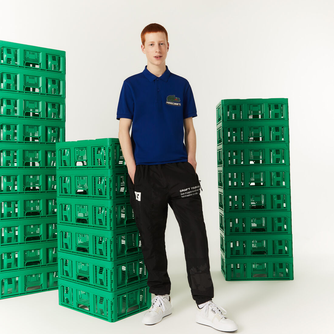 تيشيرت بولو قطن عضوي بقصة كلاسيكية للجنسين مجموعة Lacoste x Minecraft تيشيرت بولو قطن عضوي بقصة كلاسيكية للجنسين مجموعة Lacoste x Minecraft