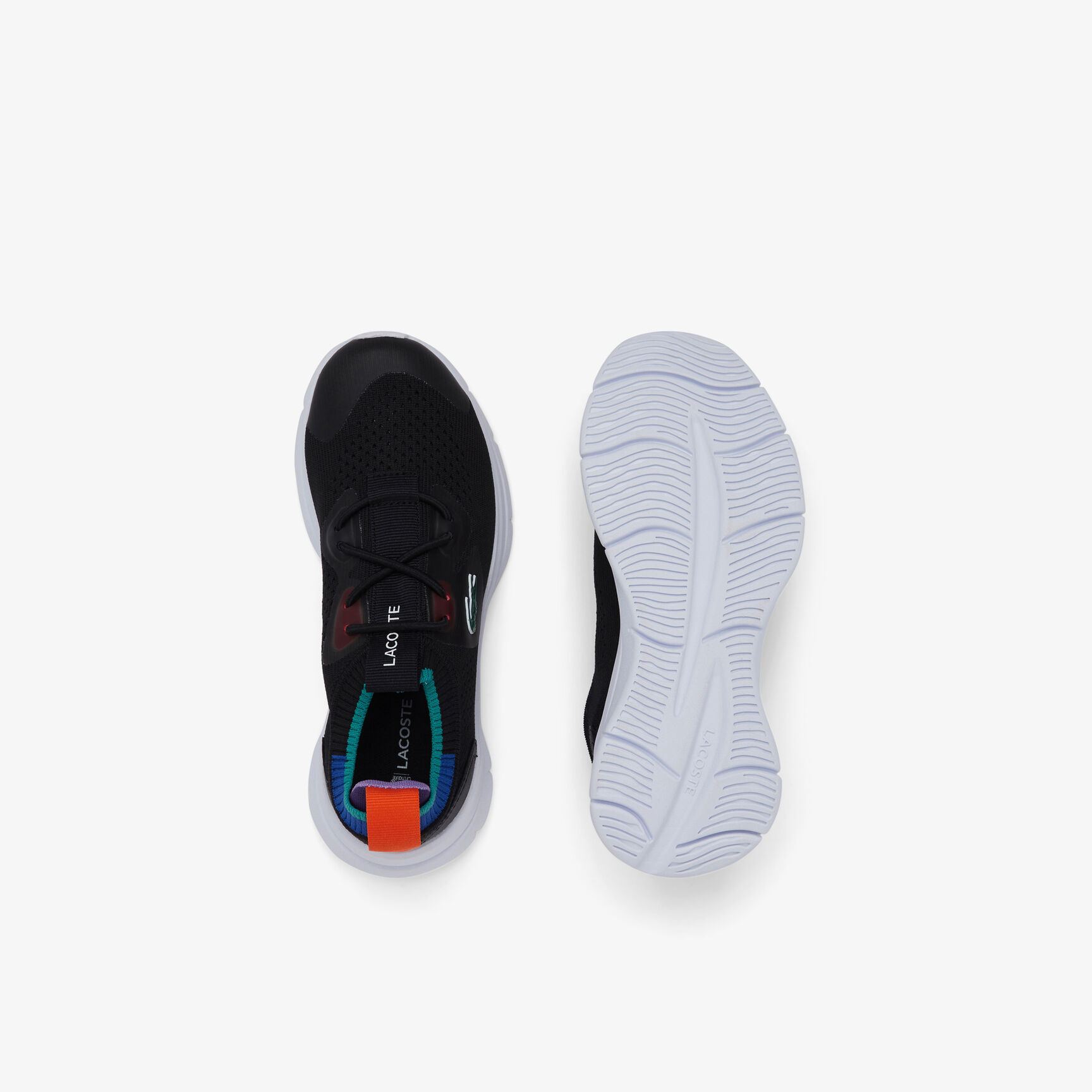 Children's Lacoste Run Spin Knit Textile Color Contrast Sneakers