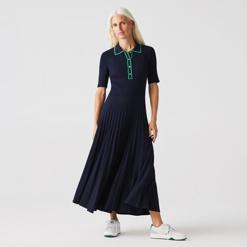Women’s Pleated Knit Polo Dress