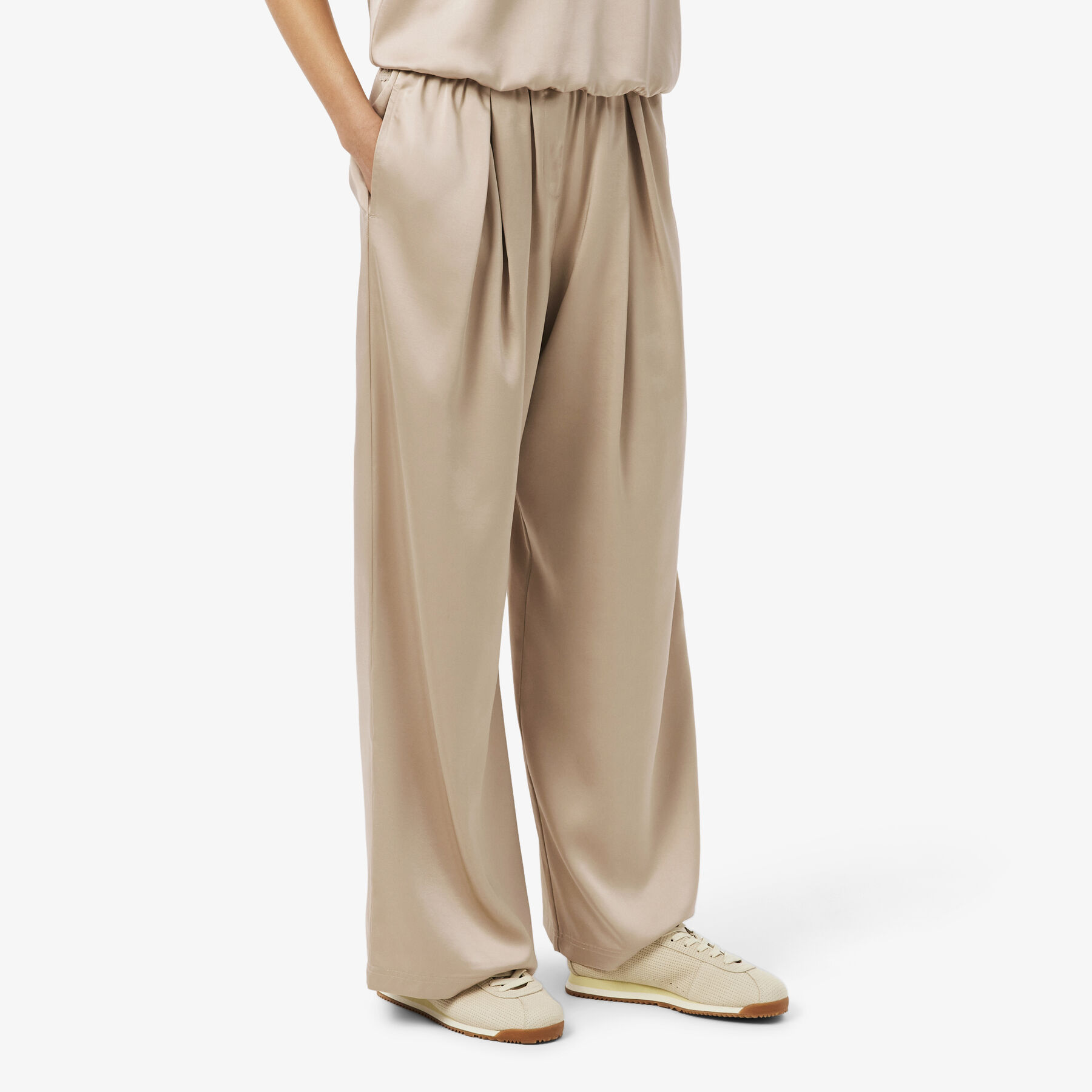 Oversized Elasticated Satin Pants lacoste oversized elasticated satin pants