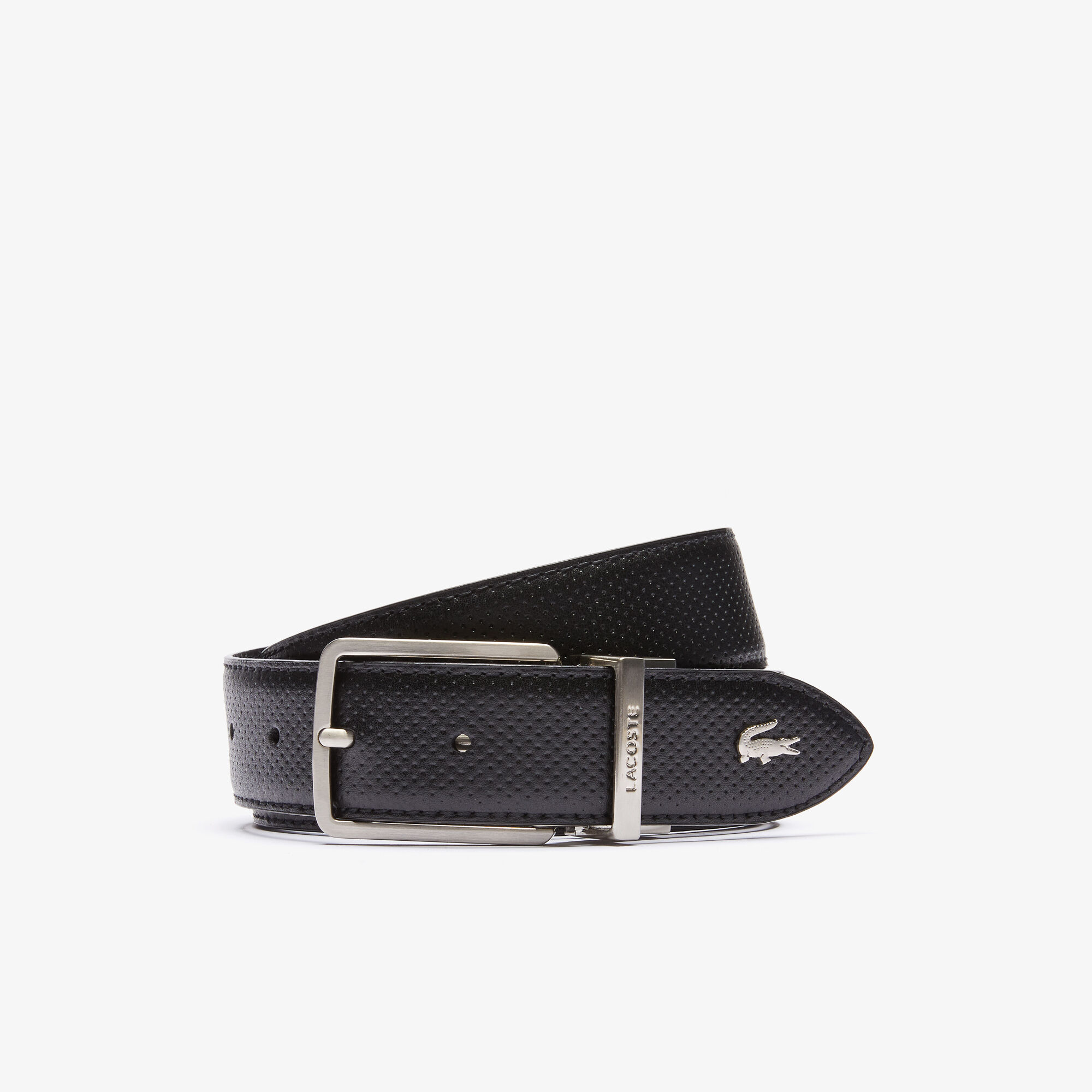 Men's Lacoste Engraved Buckle Reversible Piqué Leather Belt Men's Lacoste Engraved Buckle Reversible Piqué Leather Belt