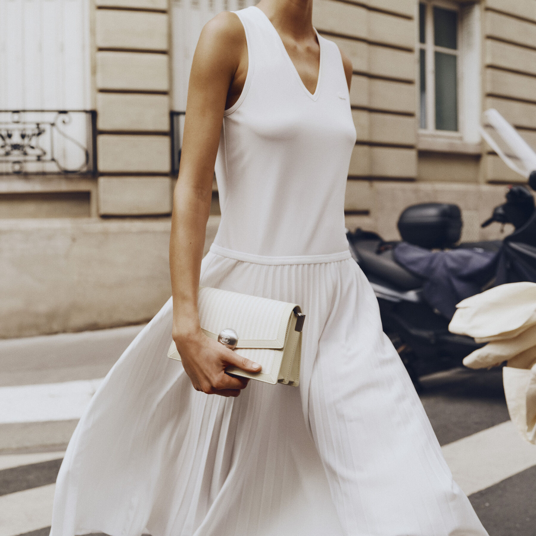 Long Sleeveless Pleated Dress