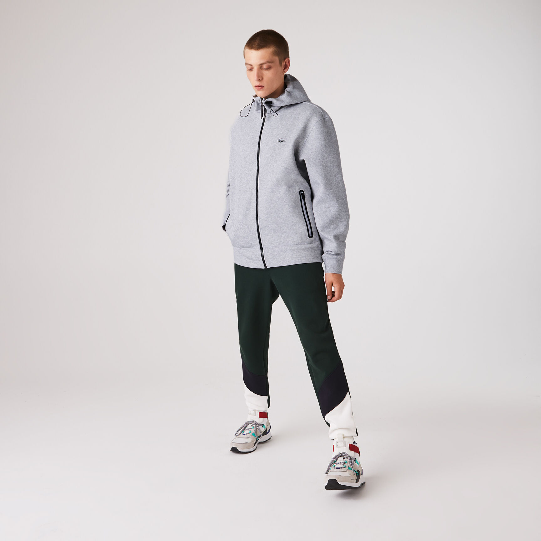 Men's Lacoste Branded Hooded Zippered Jacket With Badge Men's Lacoste Branded Hooded Zippered Jacket With Badge