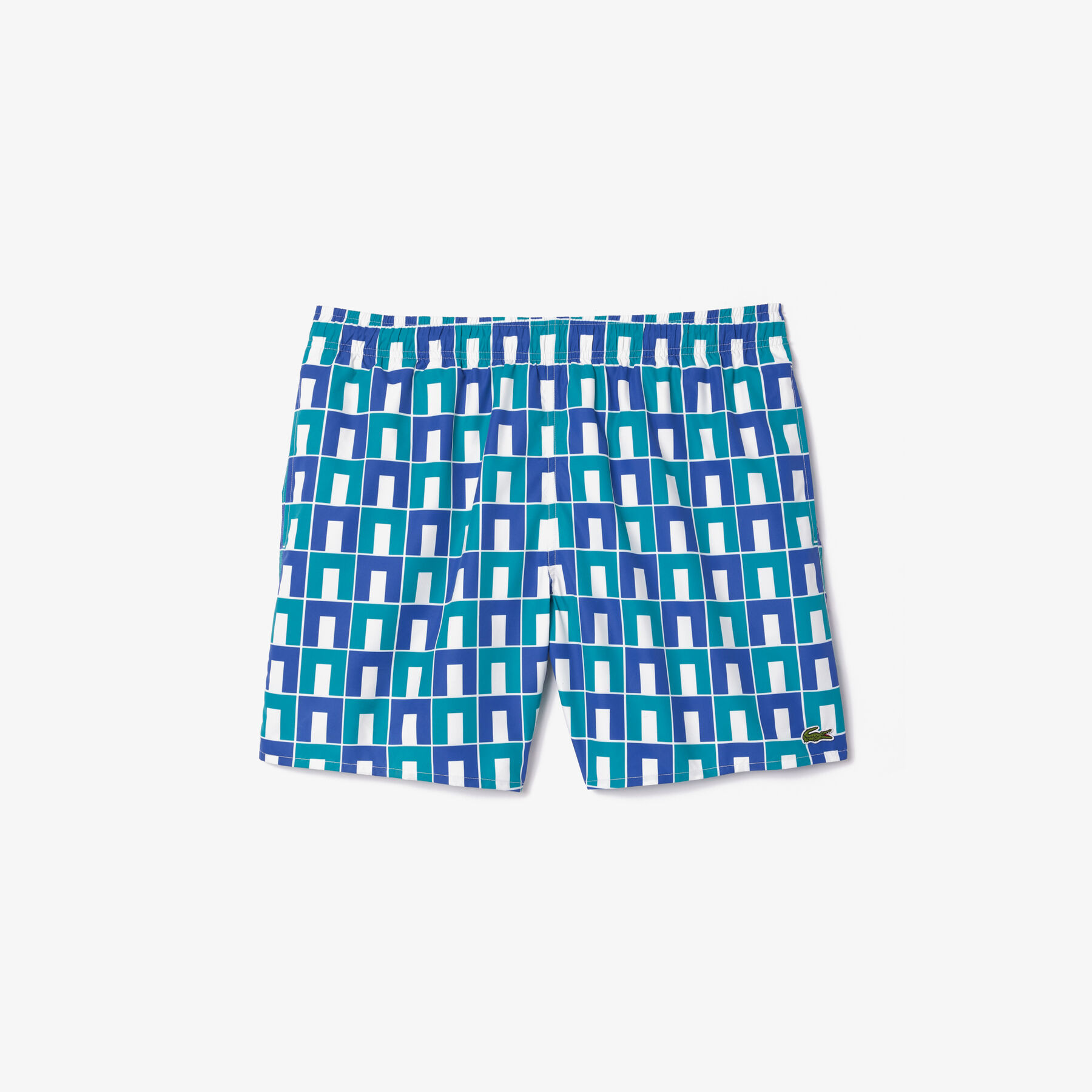 lacoste mid length robert george print swim trunks