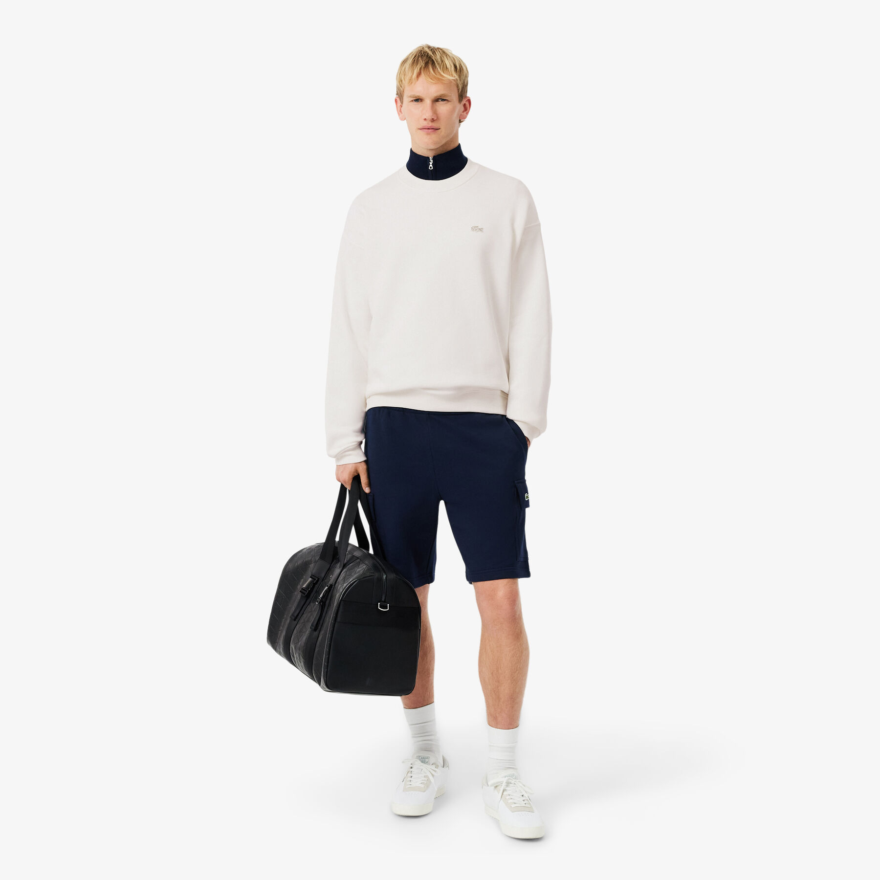 lacoste loose fit heavy fleece sweatshirt
