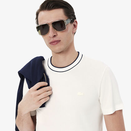 Stretch Pique Stripe Collar T-shirt Stretch Pique Stripe Collar T-shirt
