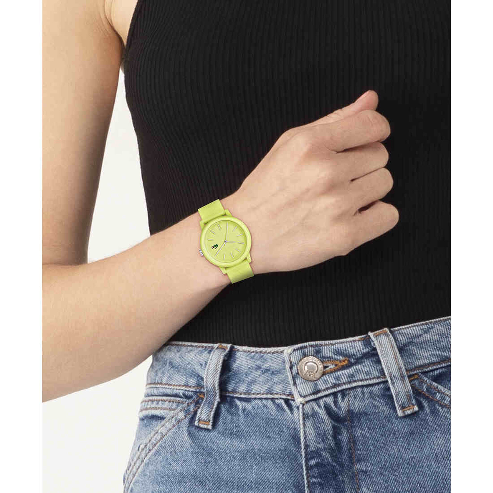 Women Yellow Silicone Strap Watch