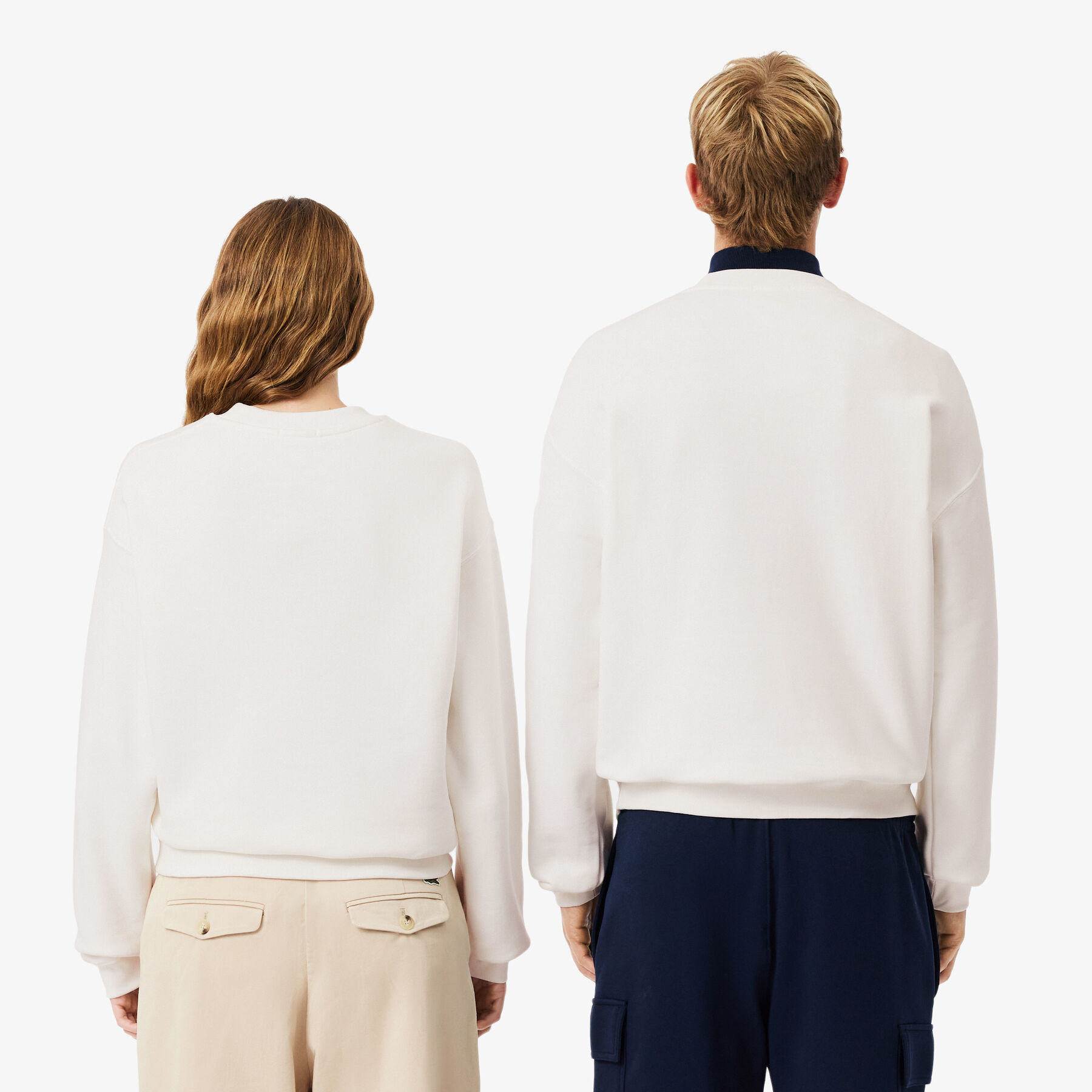 lacoste loose fit heavy fleece sweatshirt