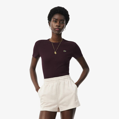 lacoste slim fit ribbed cotton t shirt