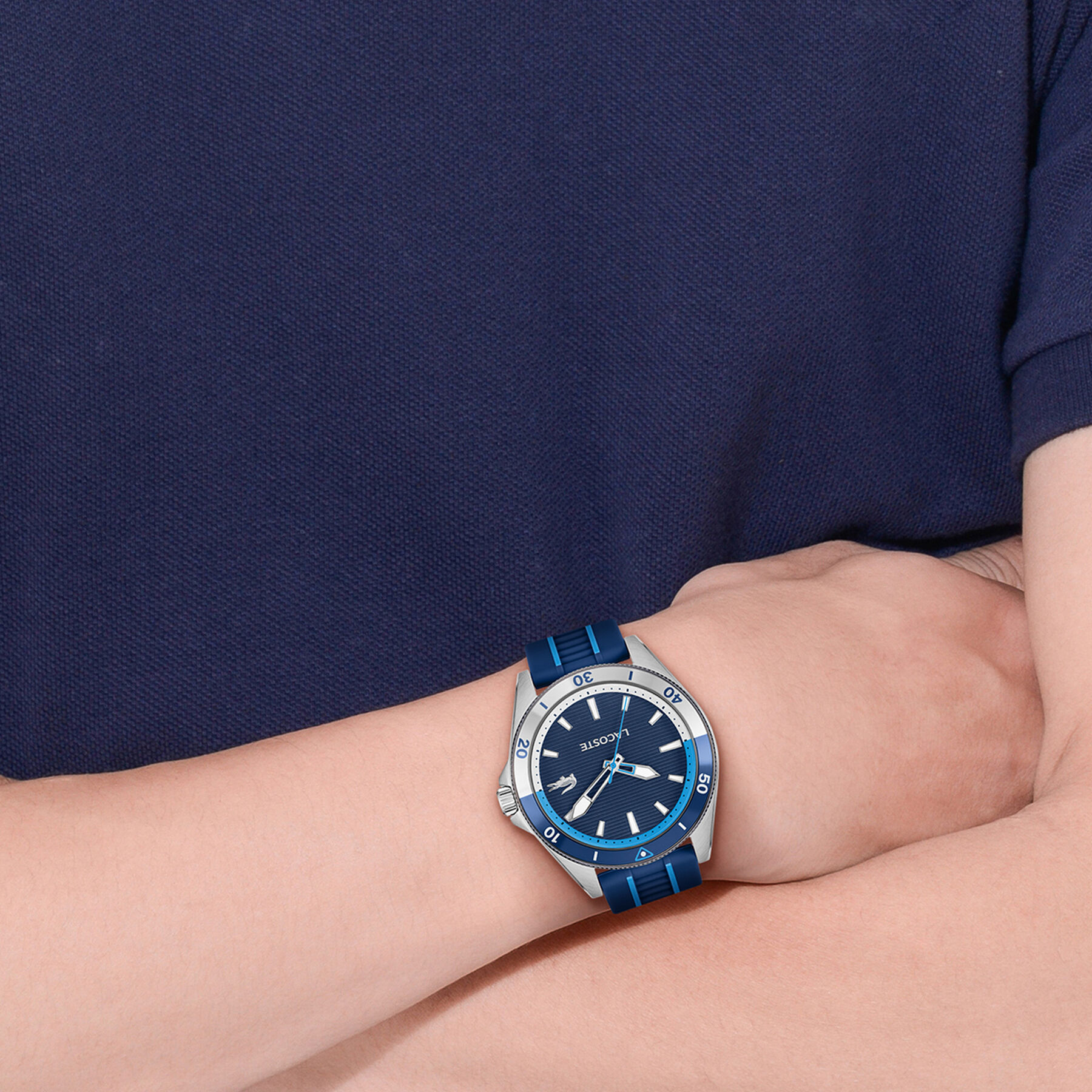 lacoste mainsail navy silicone watch
