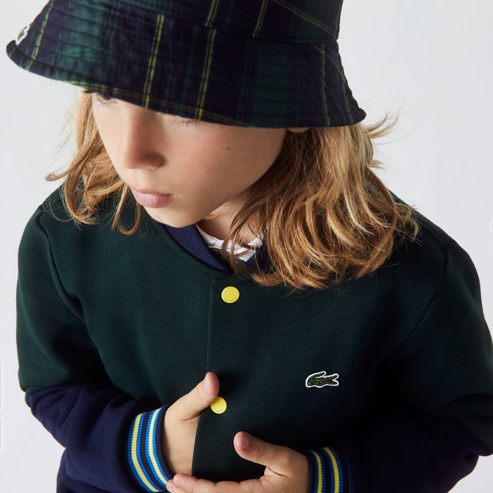 Boys' Lacoste Striped Organic Cotton Varsity Jacket