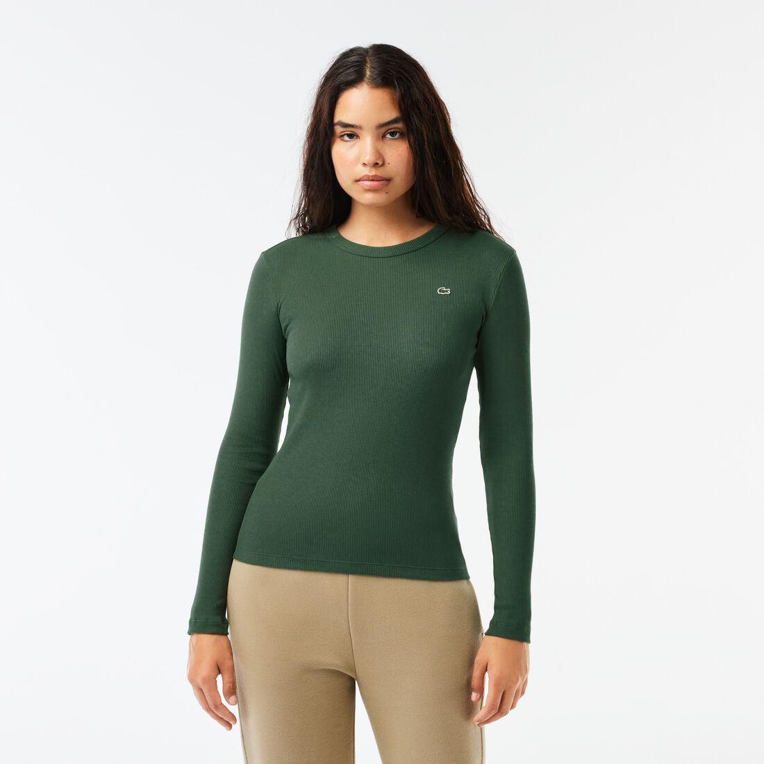 Long Sleeved Ribbed Cotton T-shirt