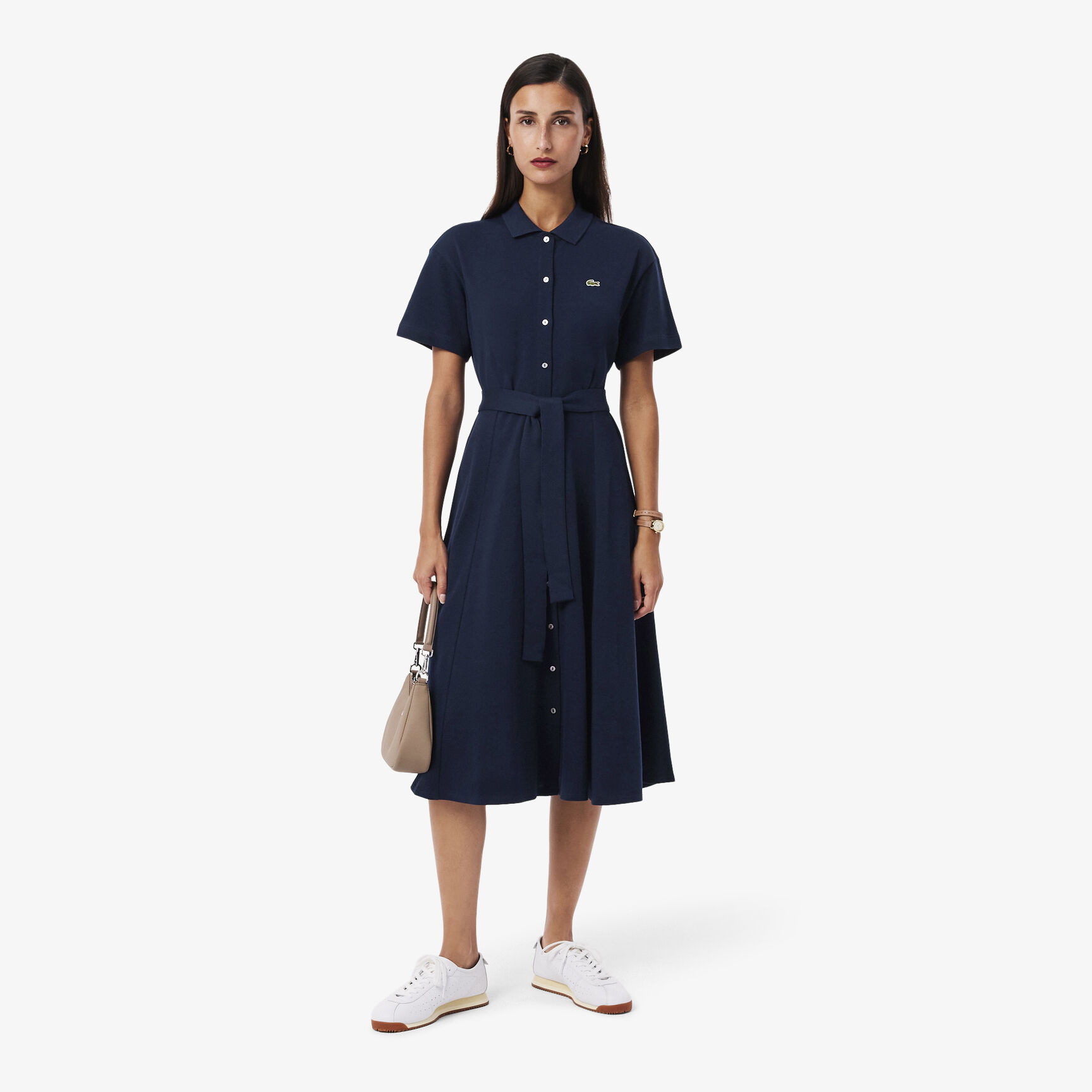 Flared Petit Pique Polo Dress