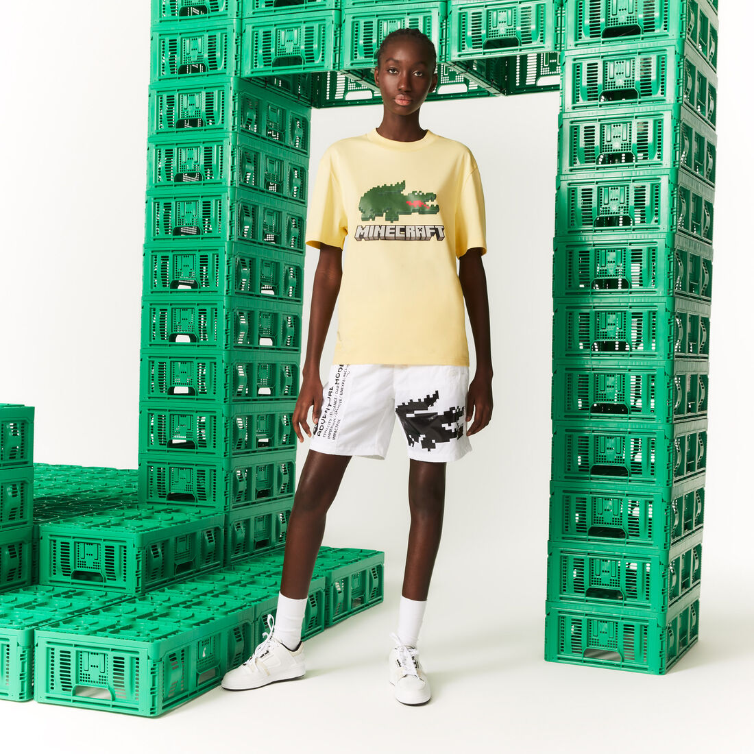 تيشيرت مطبوع قطن عضوي للجنسين مجموعة Lacoste x Minecraft تيشيرت مطبوع قطن عضوي للجنسين مجموعة Lacoste x Minecraft
