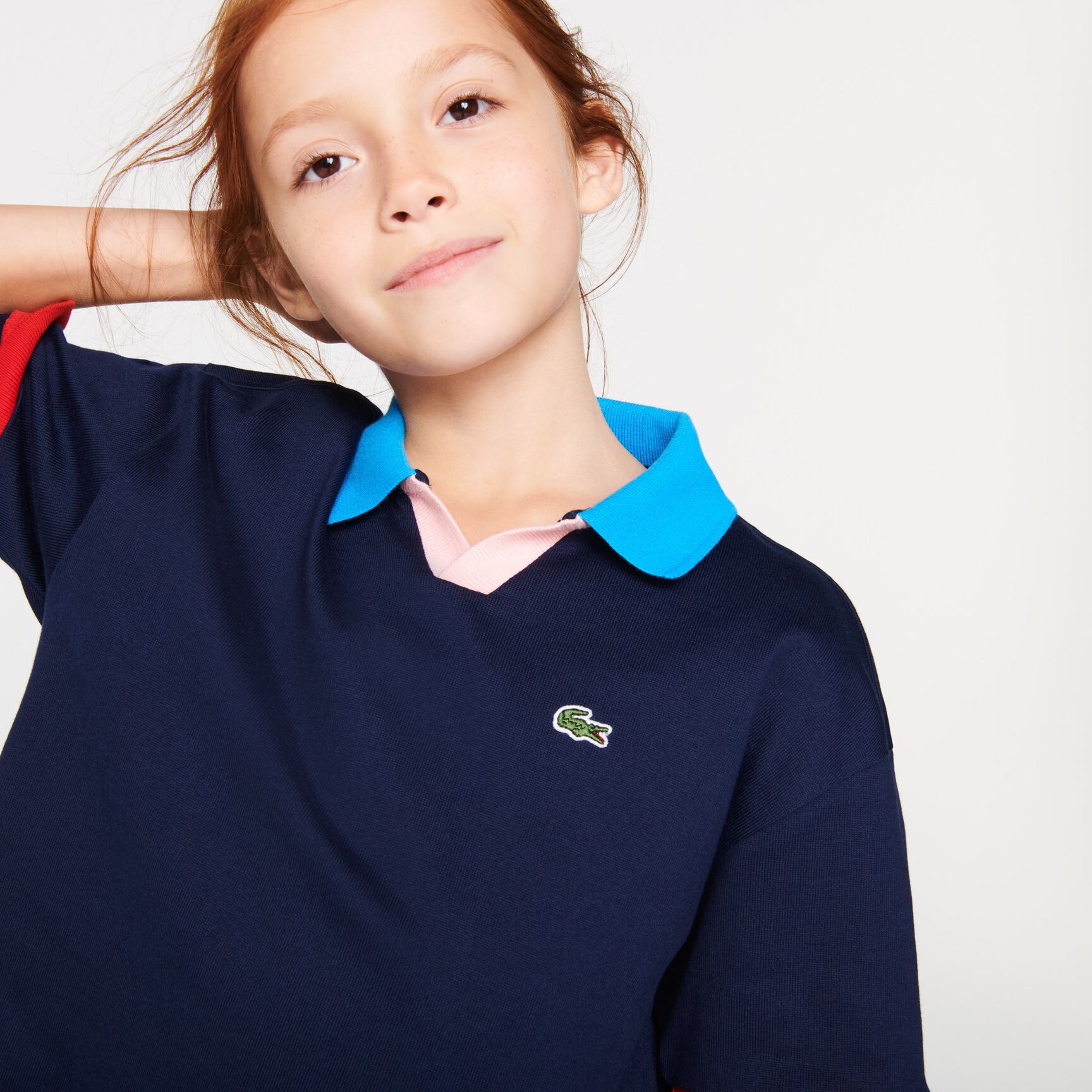Girls’ Lacoste Colorblock Accents Cotton Polo