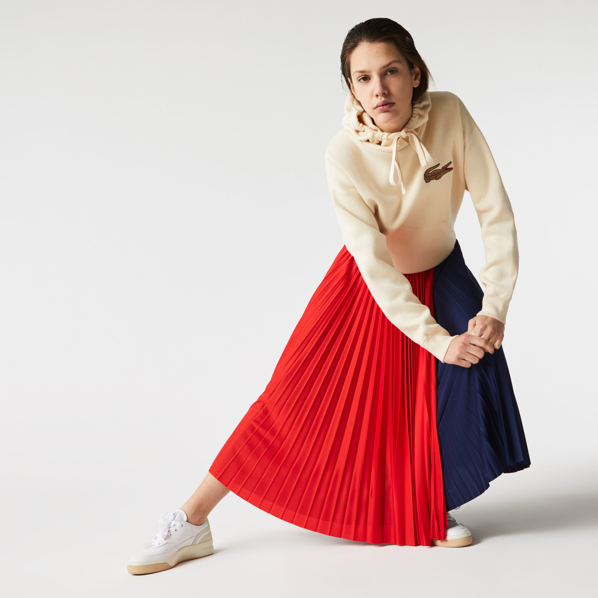 Mid length pleated skirts womens cheap
