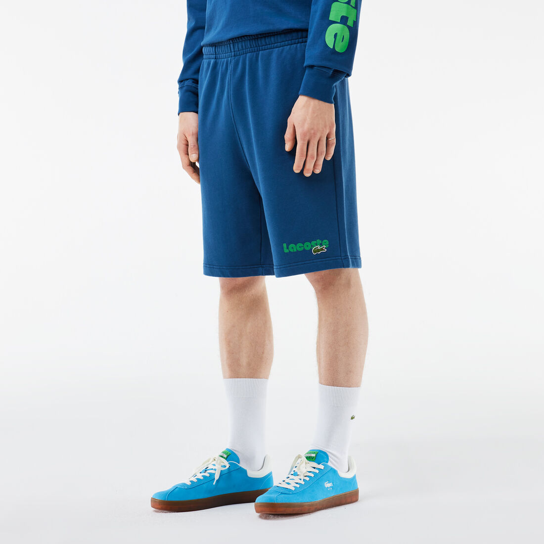 Washed Effect Lacoste Print Jogger Shorts Washed Effect Lacoste Print Jogger Shorts