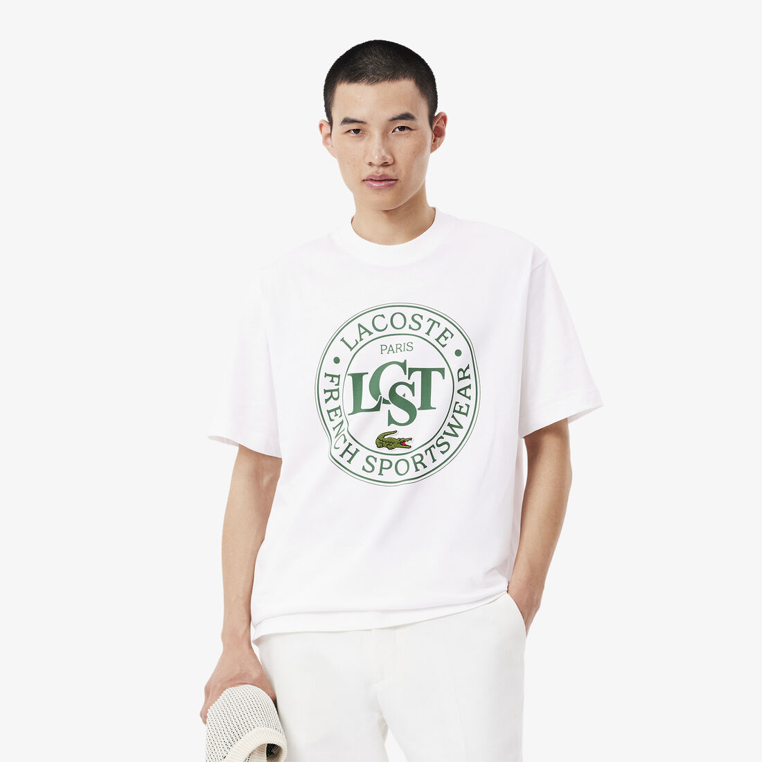 تي شيرت فضفاض من القطن الثقيل المطبوع