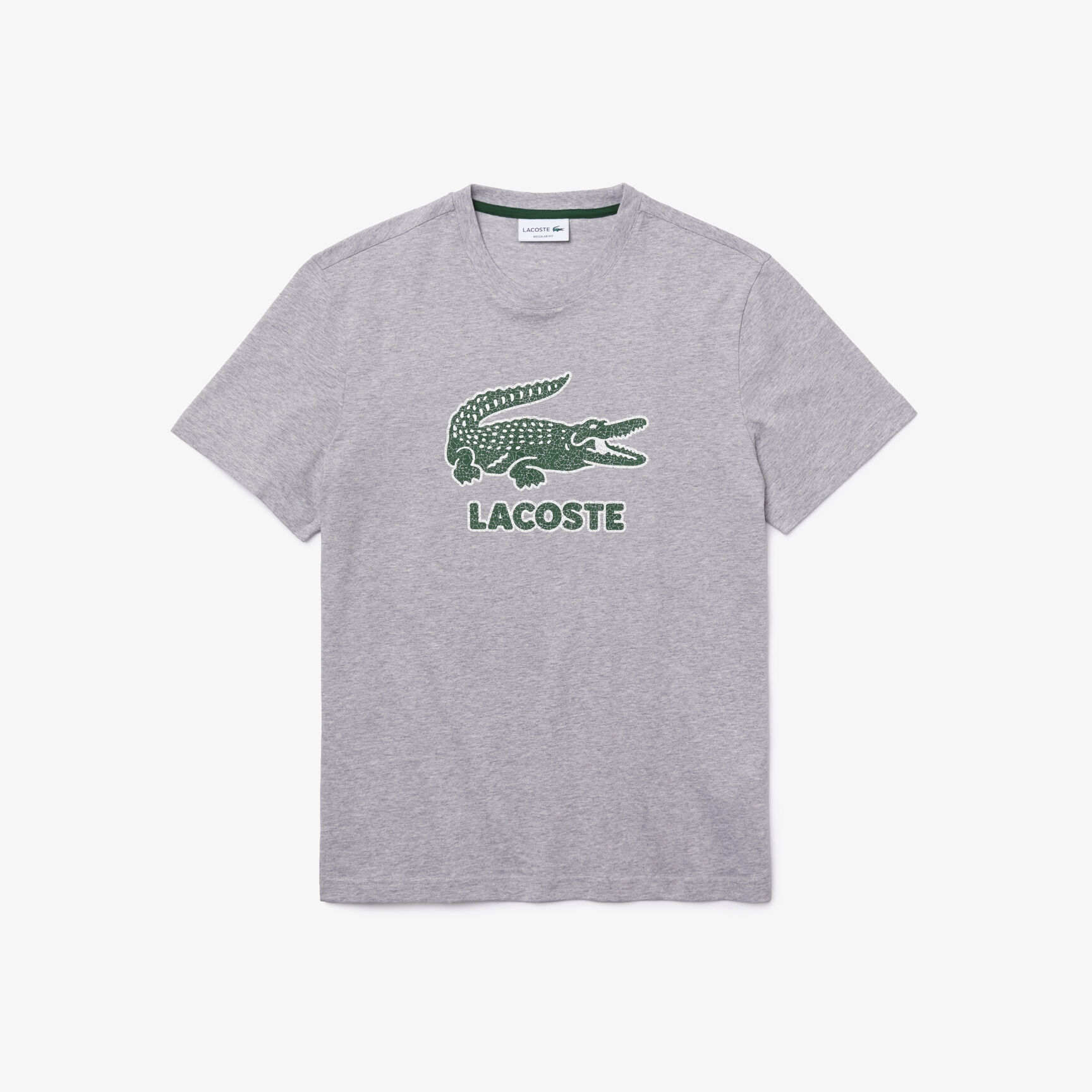 Men&rsquo;s Crew Neck Crackled Logo Print Cotton T-shirt