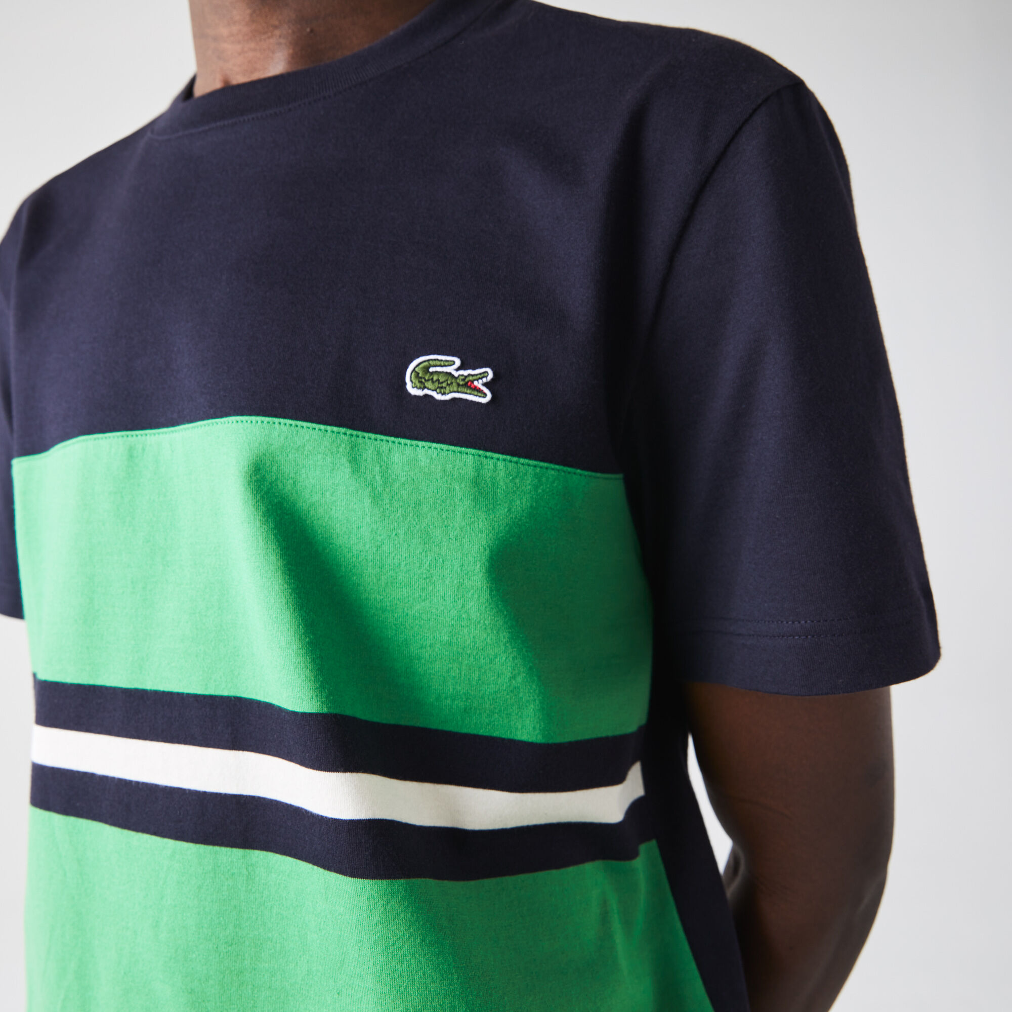 Men’s Crew Neck Colorblock Striped Cotton T-shirt Men’s Crew Neck Colorblock Striped Cotton T-shirt