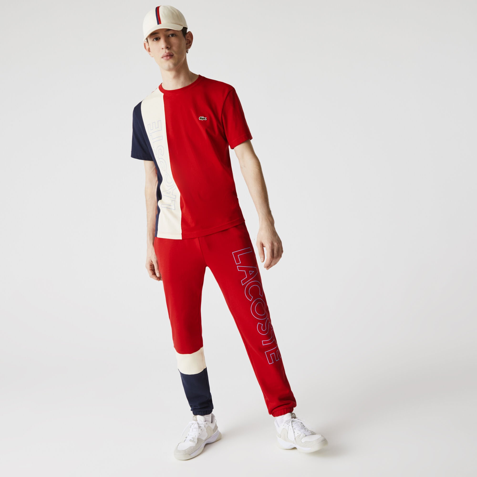 Buy Men s Lettered Colorblock Fleece Tracksuit Pants Lacoste QA