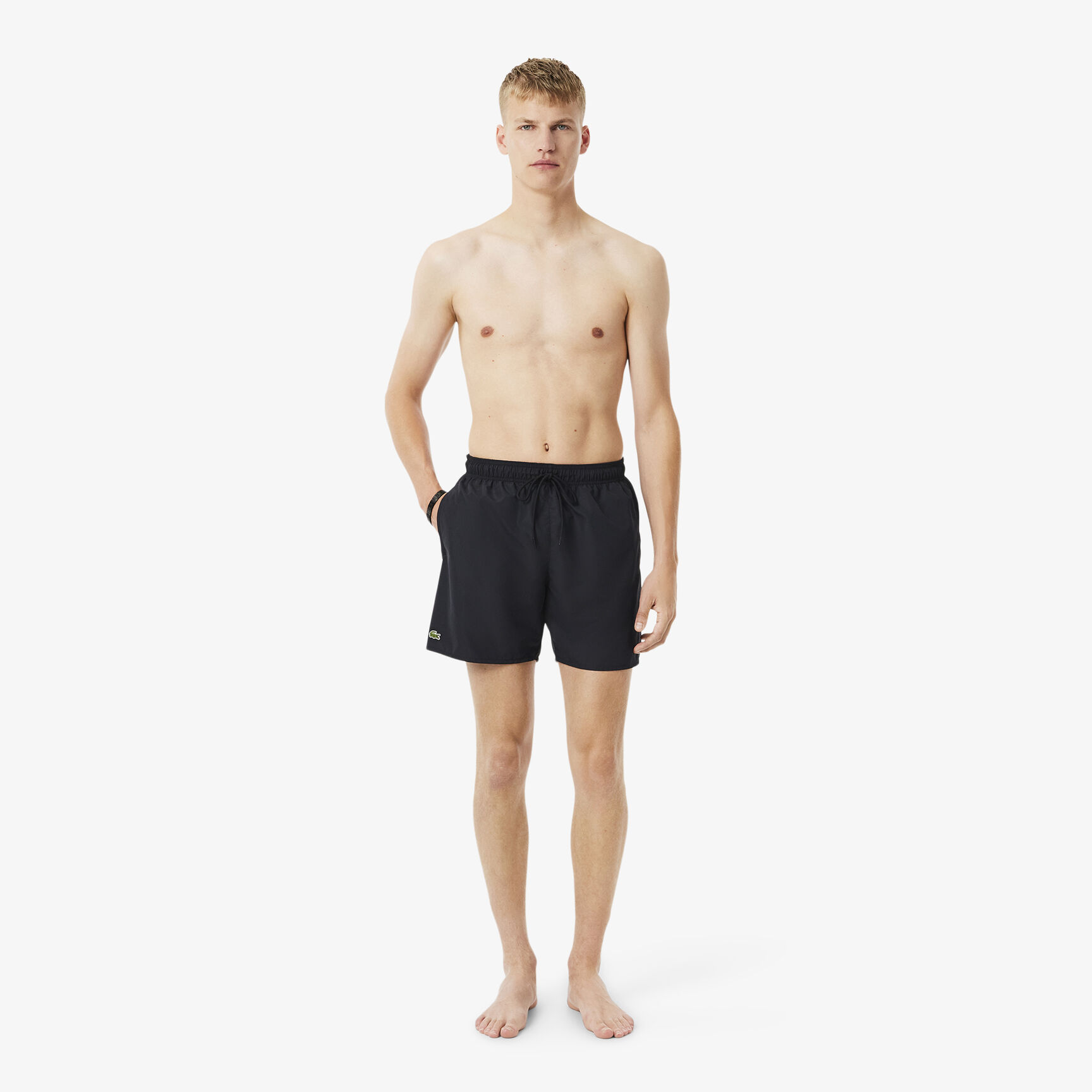 Mid Length Monochrome Swim Trunks
