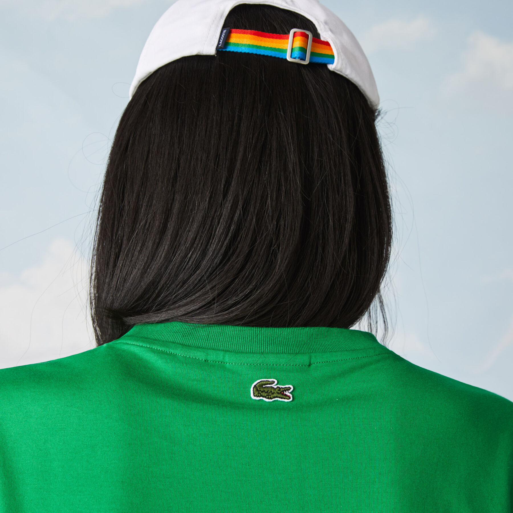 lacoste women s crew neck polaroid collaboration print cotton t shirt